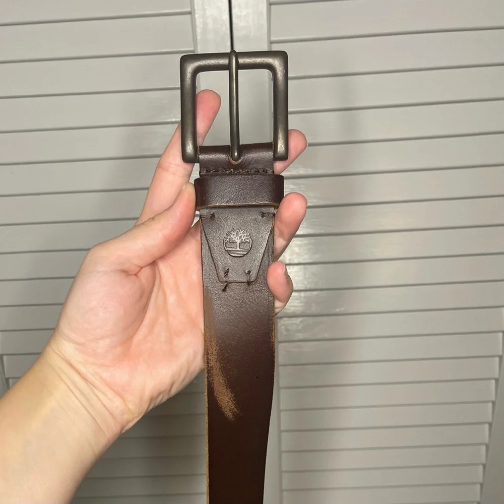 Timberland Dark Brown Leather Belt - Picture 2 of 7
